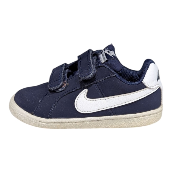 Nike Court Royale Navy Blue White Swoosh Velcro Sneaker Toddler Kids Boy Size 7 - Picture 1 of 9